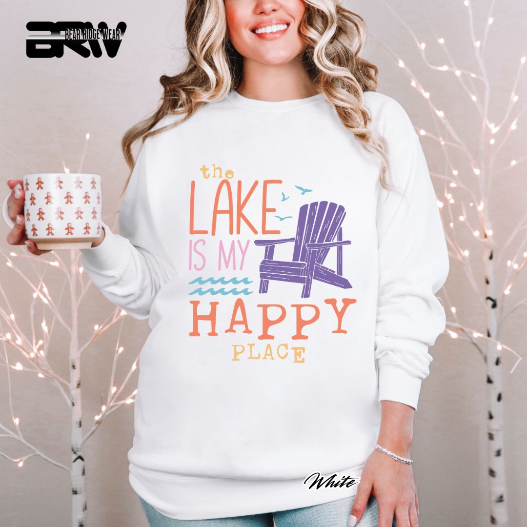 'The Lake Is My Happy Place' Summer Crewneck Sweatshirt