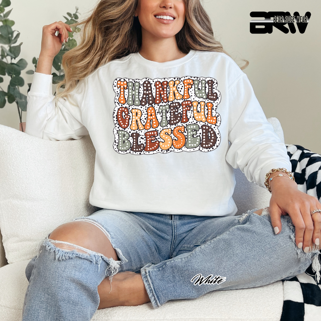 'Thankful Grateful Blessed' Fall Crewneck Sweatshirt
