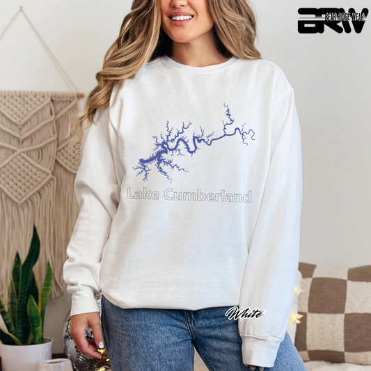 'Blue Lake Cumberland Map' Crewneck Sweatshirt