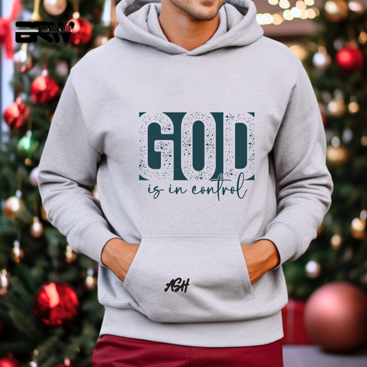 'God Is In Control' Blue Stroke  Faith Hoodie