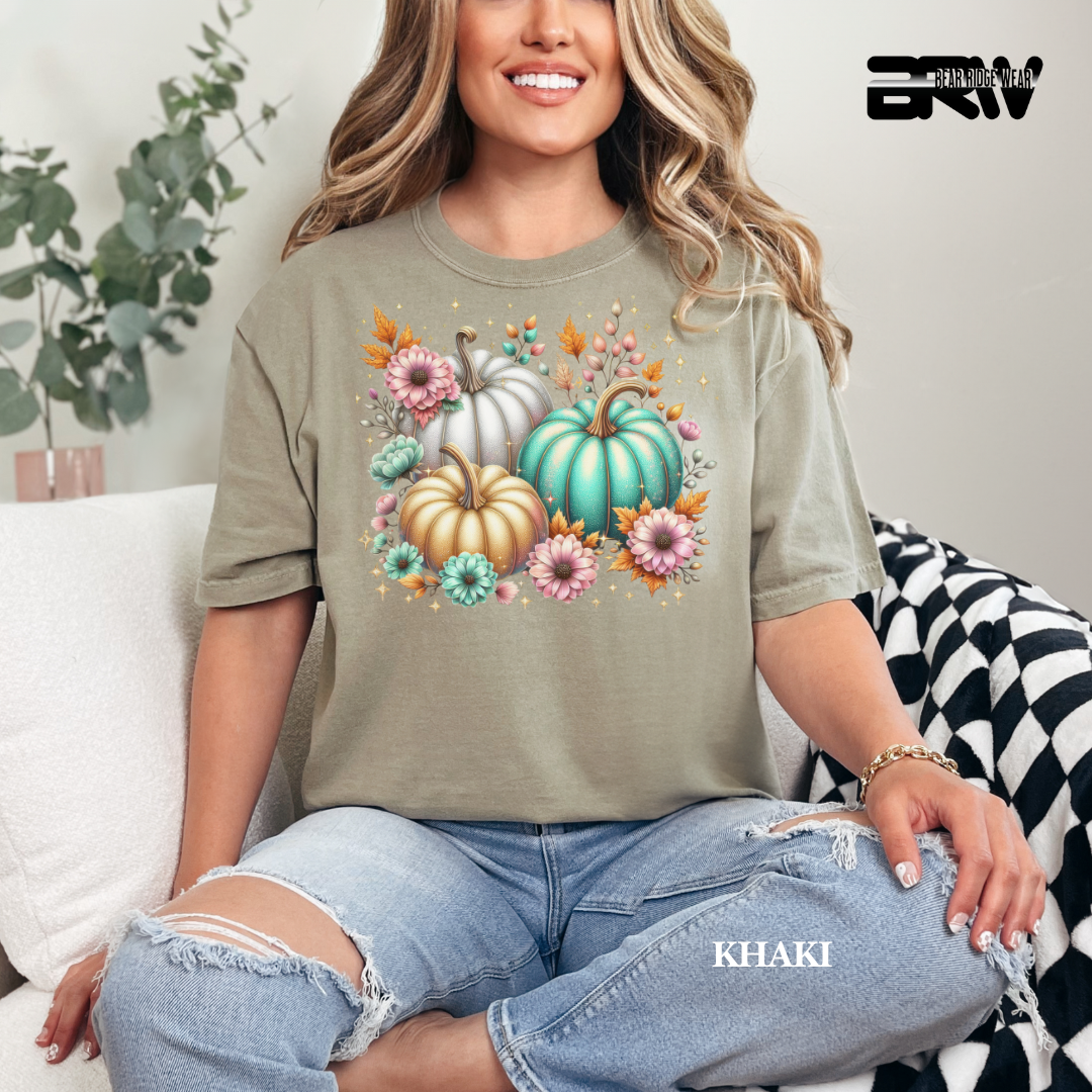 'Floral Shimmering Pumpkin' Fall Tee