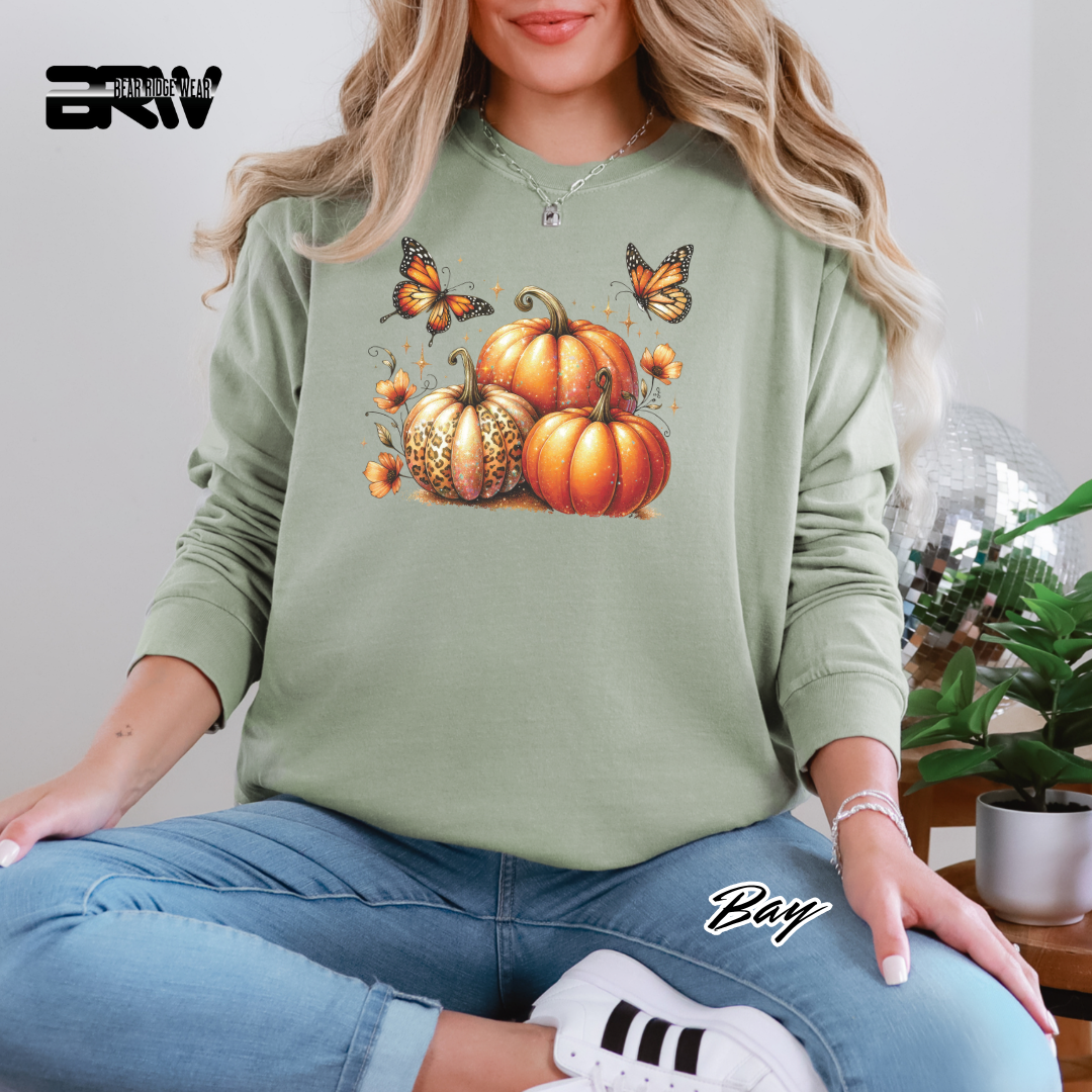 'Pumpkins And Butterflies' Fall Long-Sleeve Tee