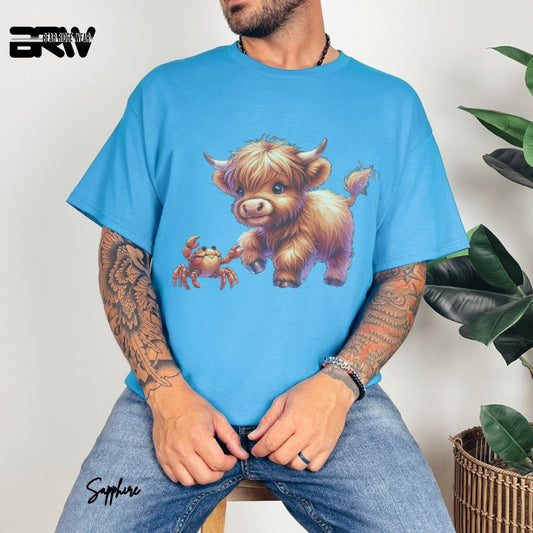 'Highland Cow-Crab' Summer T- Shirt
