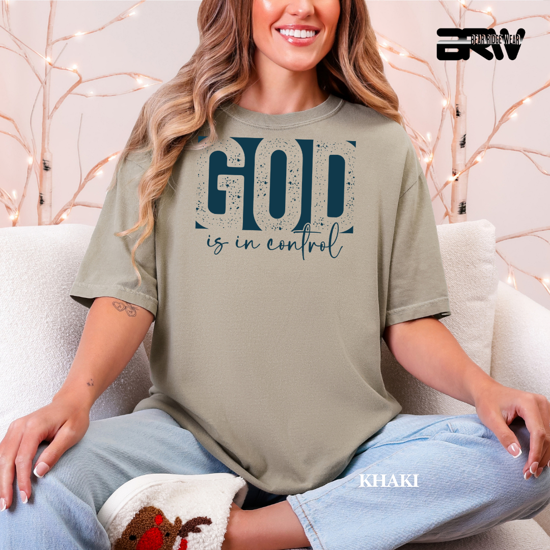 'God Is In Control-Blue' Faith Tee