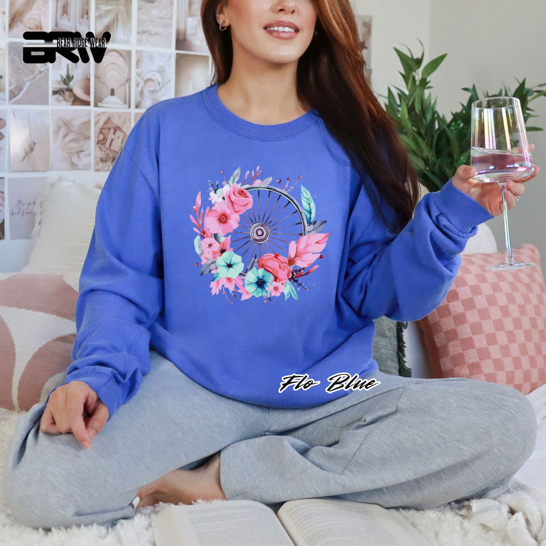 'Flower-Wagon Wheel' Long Sleeve Tee