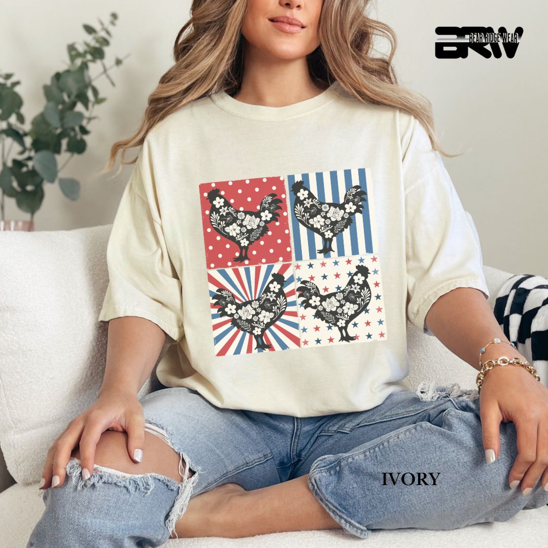 4th Of July Chickens - Patriotic Tee