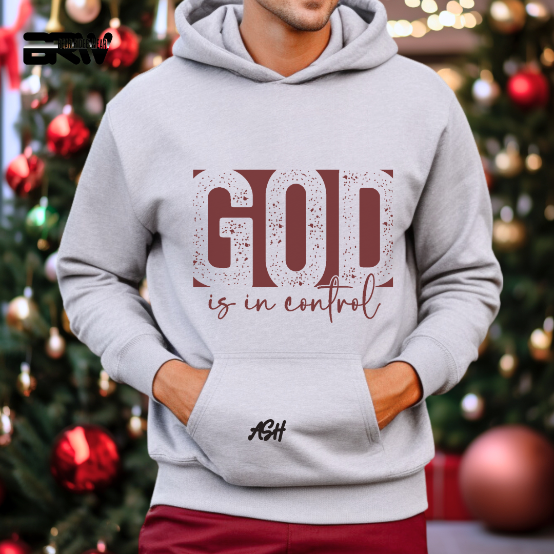 'God Is In Control' Red Stroke  Faith Hoodie