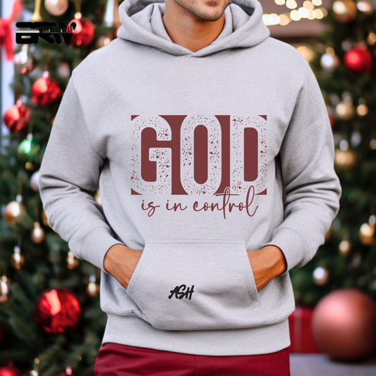 'God Is In Control' Red Stroke  Faith Hoodie