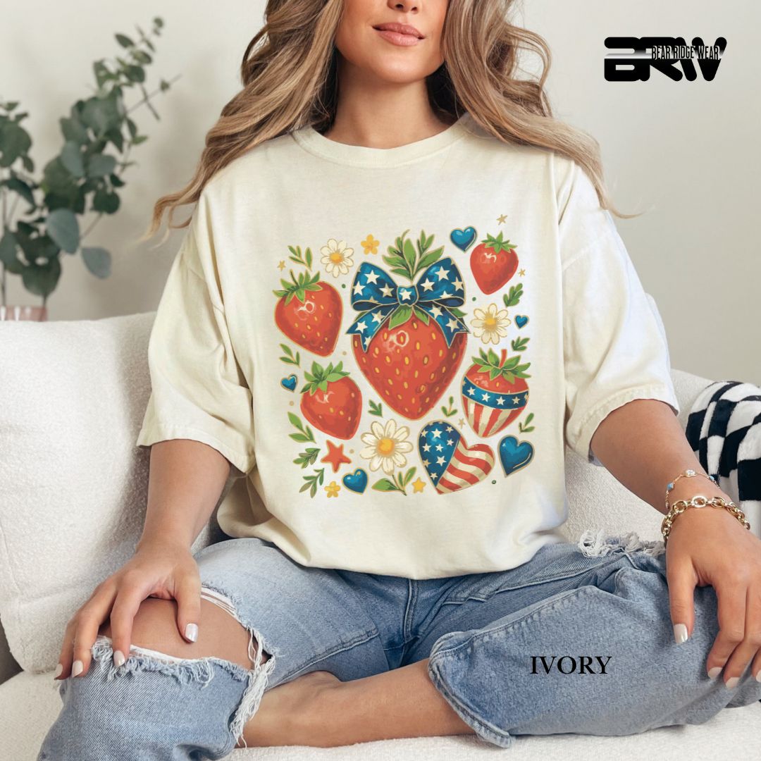Strawberries- Patriotic Tee