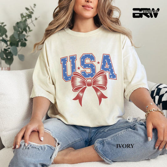USA-Bow- Patriotic Tee