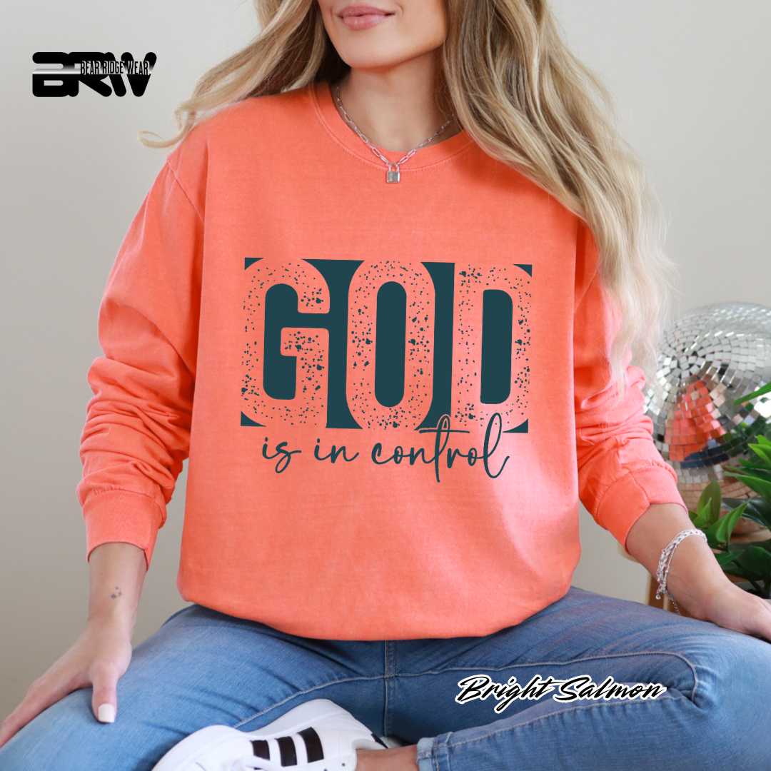 'God Is In Control' Blue Faith Long-Sleeve Tee