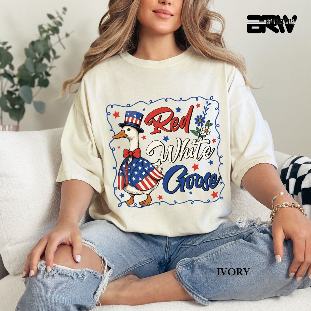 Red-White Goose- Patriotic Tee
