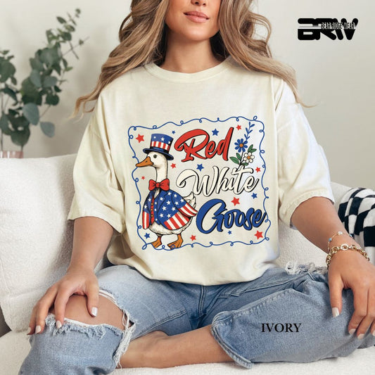Red-White Goose- Patriotic Tee