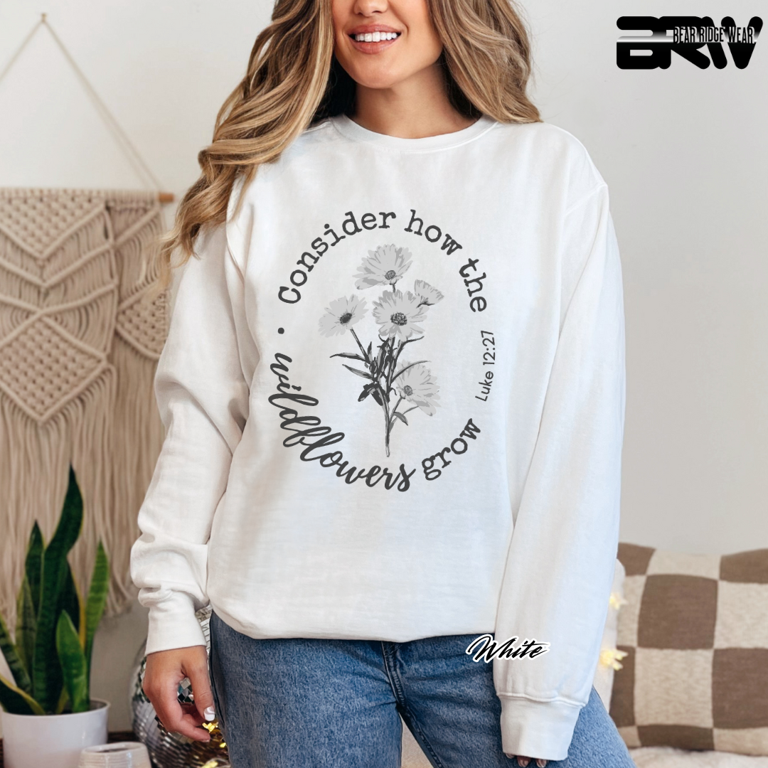 'Consider How the Wildflower Grow' Faith Crewneck Sweatshirt