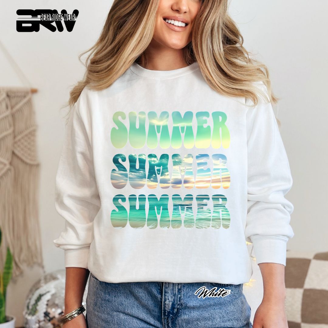 'Vibrant Summer Bubble Letter' Summer Long Sleeve Tee