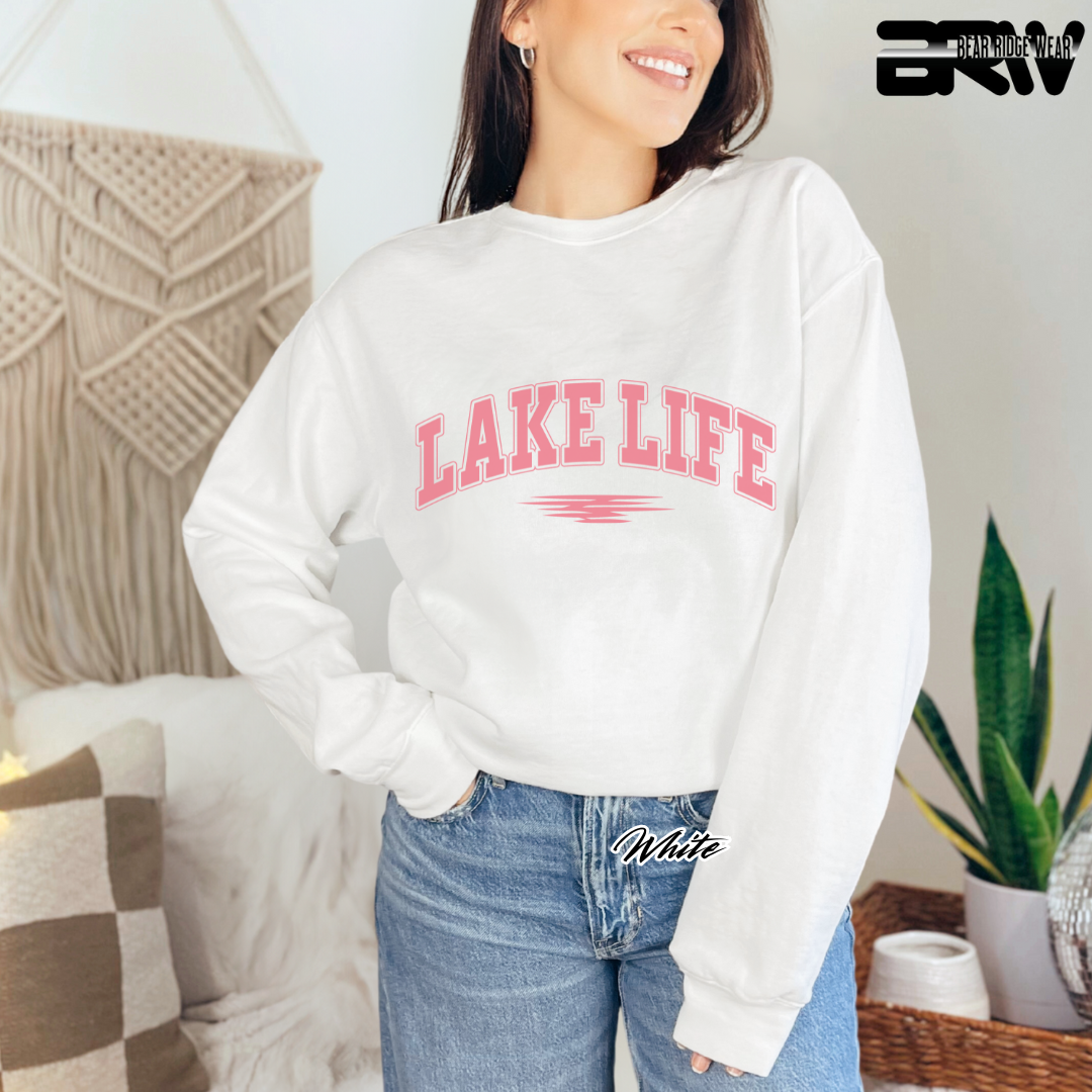 'Lake Life' Pink Stroke Crewneck Sweatshirt
