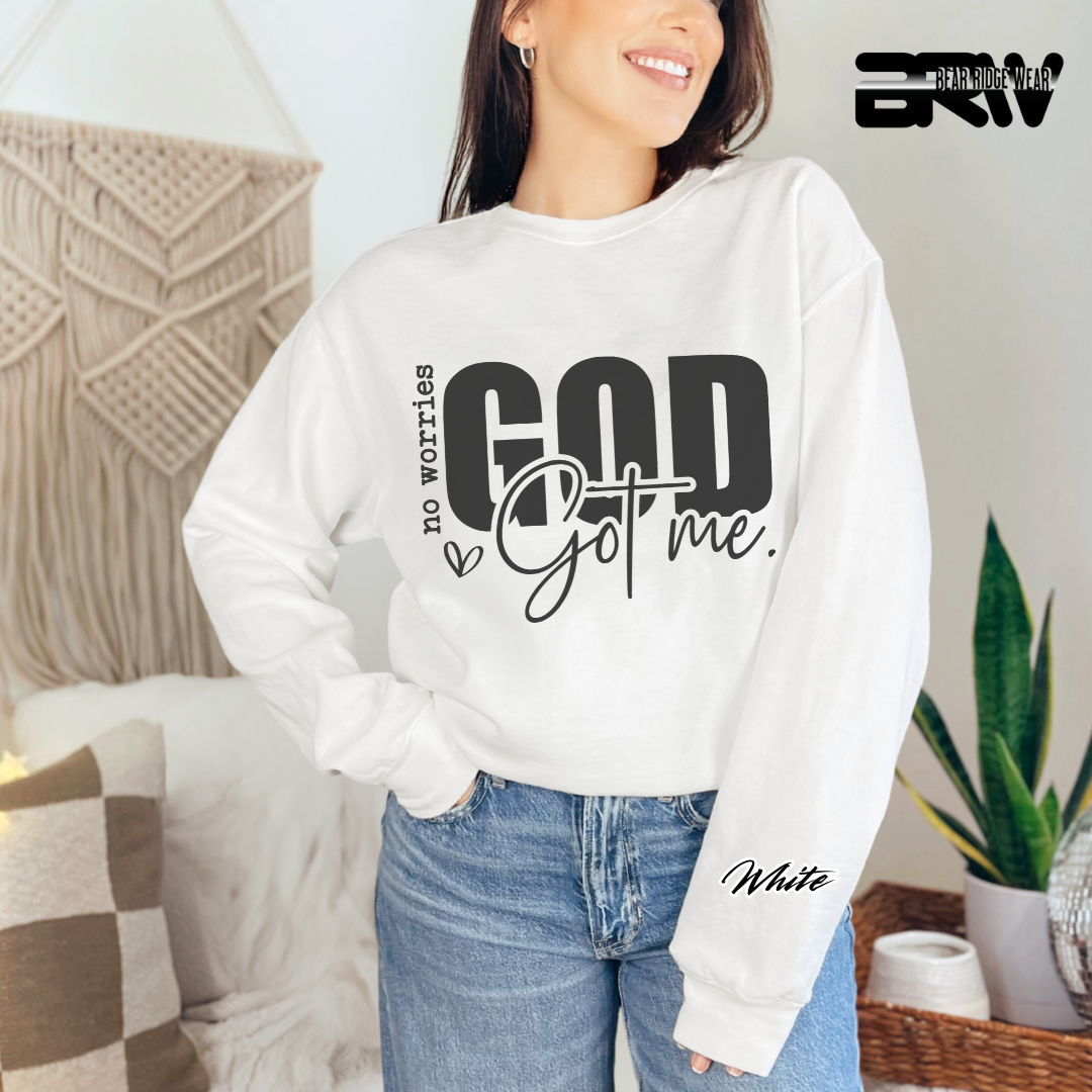 'No Worries God Got Me' Faith Crewneck Sweatshirt