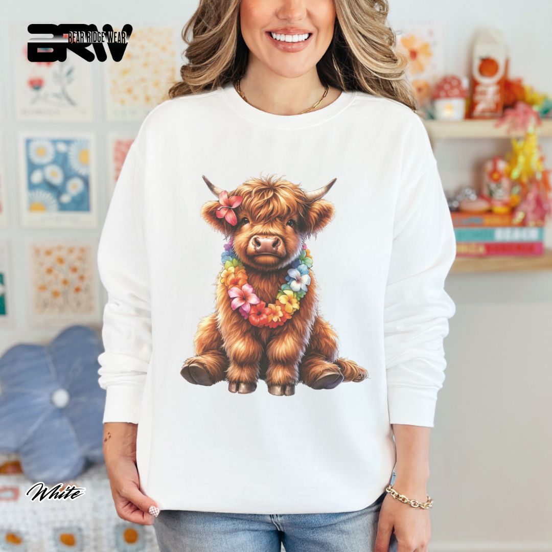 'Highland Cow-Lei' Summer Long Sleeve Tee