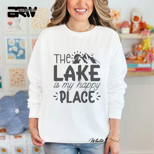 'The Lake Is My Happy Place' Crewneck Sweatshirt