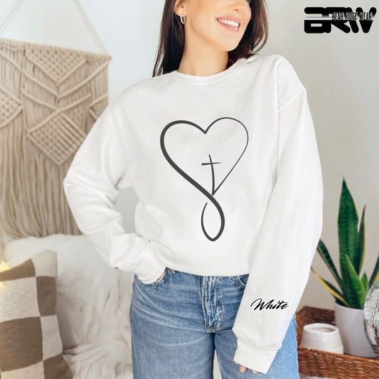'Infinity Heart With Cross Inside' Faith Crewneck Sweatshirt