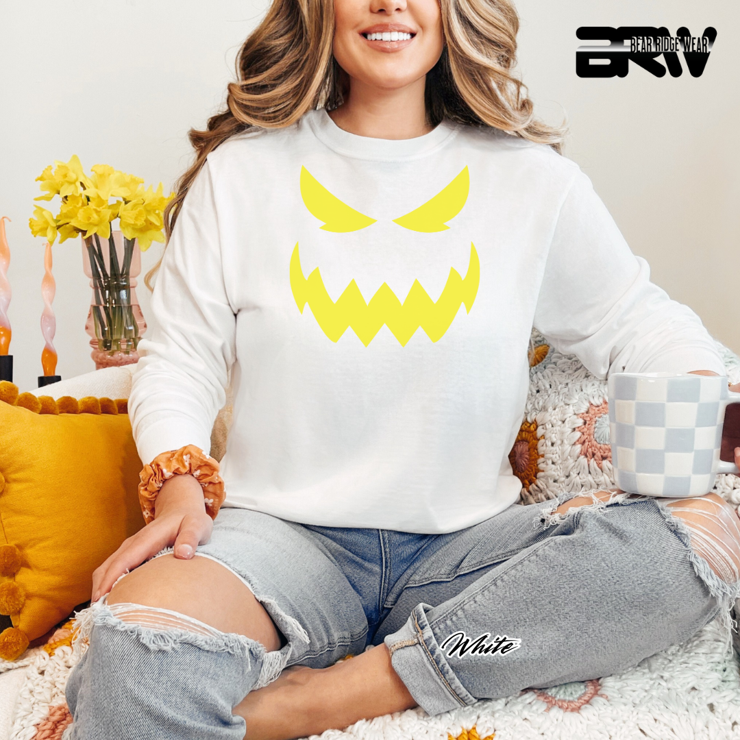 'Scary Pumpkin face' Fall Long Sleeve Tee