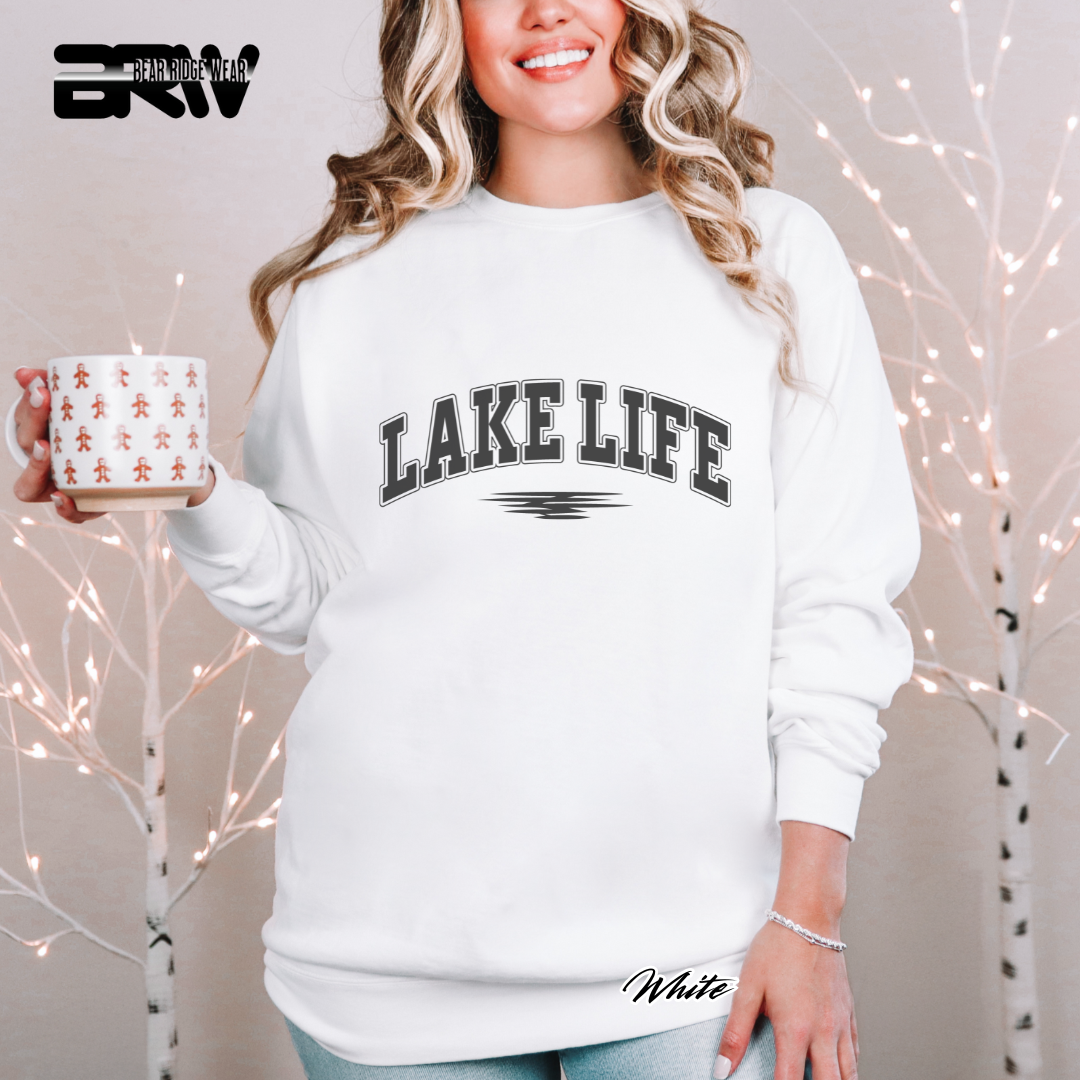 'Lake Life' Black Stroke Crewneck Sweatshirt