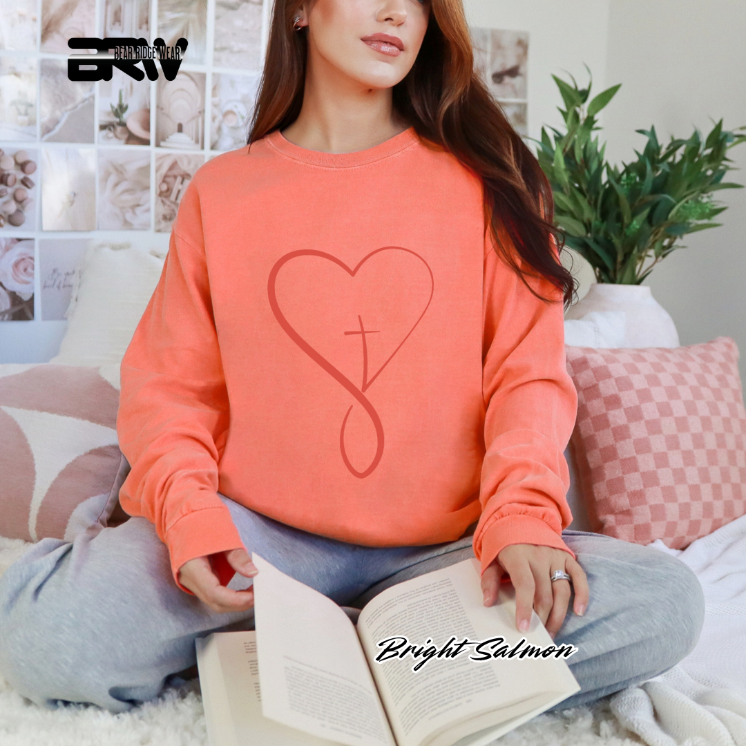 'Infinity Heart With Cross Inside' Red Faith Long-Sleeve Tee