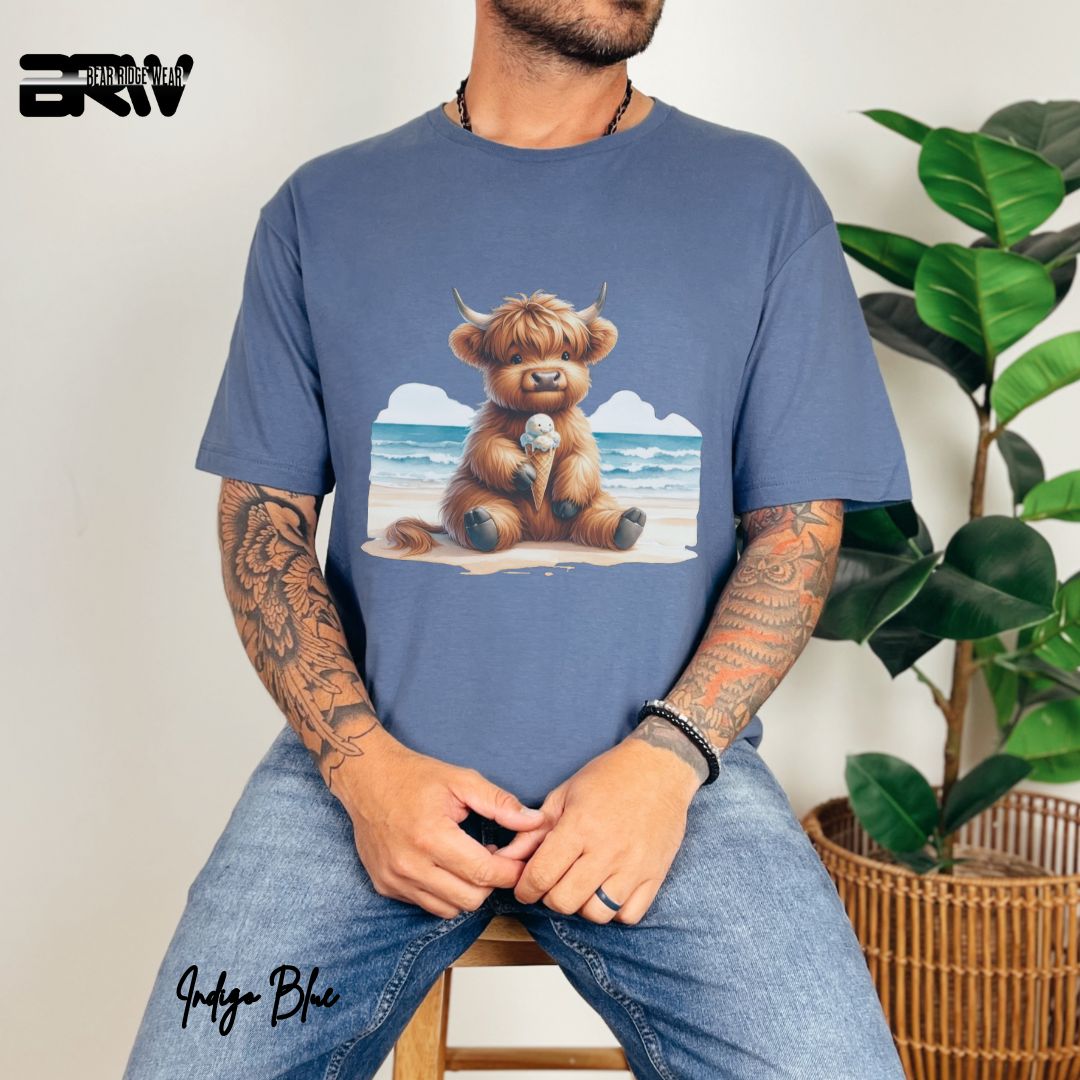 'Highland Cow-Ice Cream' Summer T- Shirt