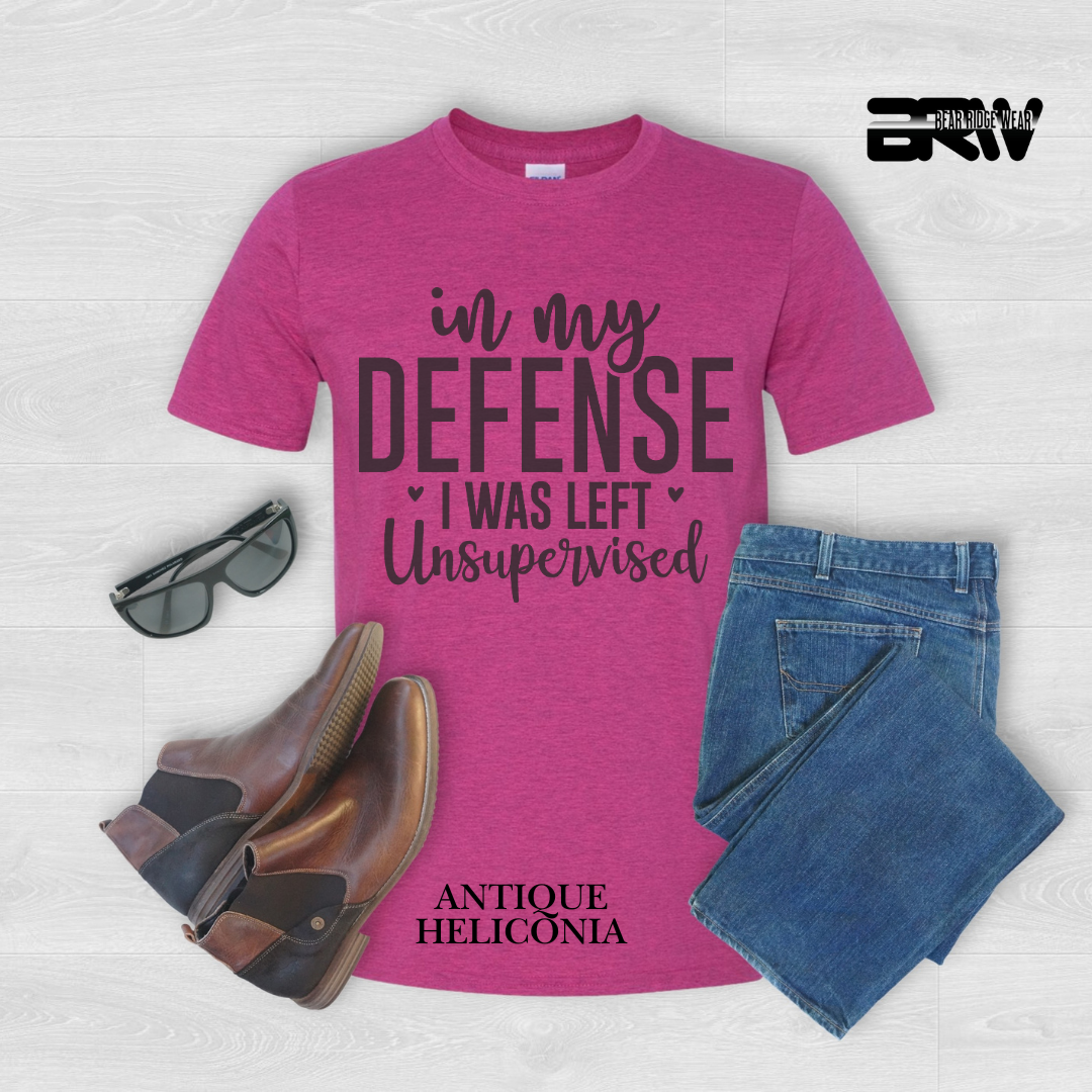 "In My Defense I Was Left Unsupervised" Everyday Tee