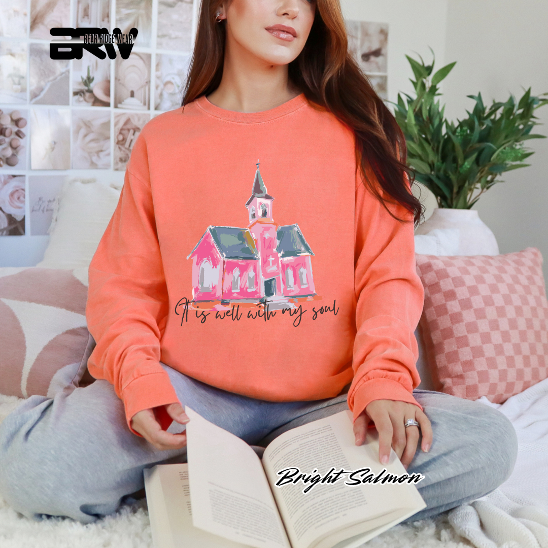 'It Is Well With My Soul' Black Faith Long-Sleeve Tee