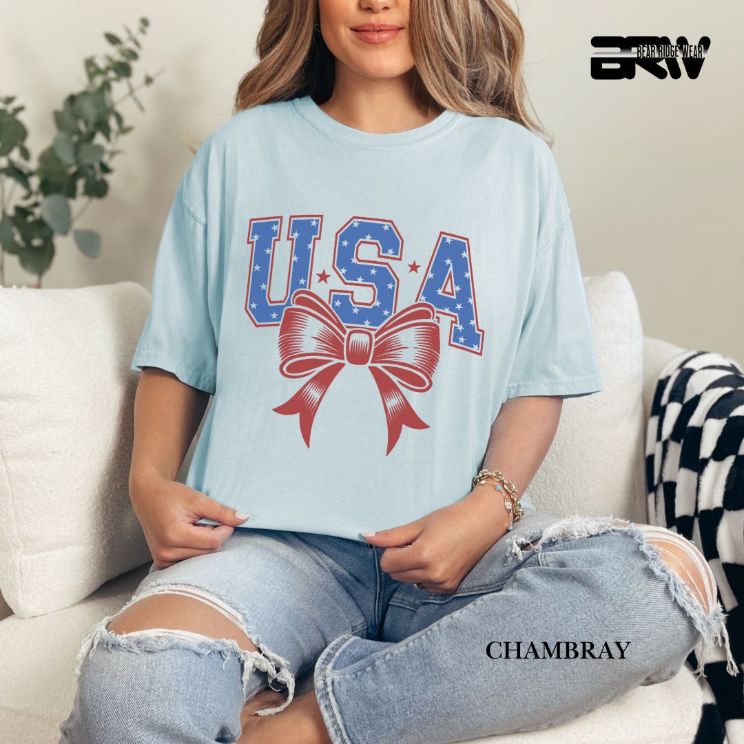 USA-Bow- Patriotic Tee