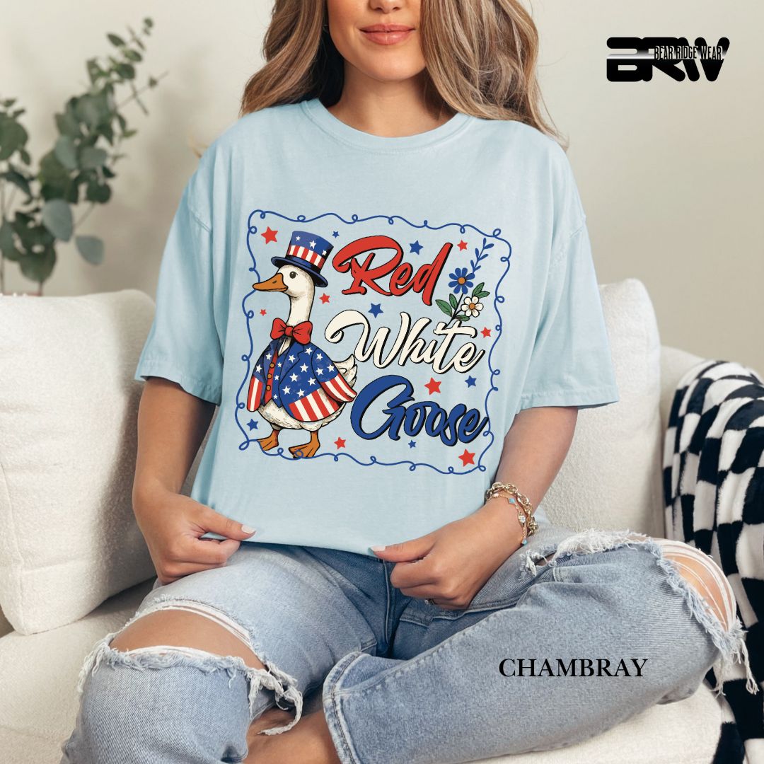 Red-White Goose- Patriotic Tee