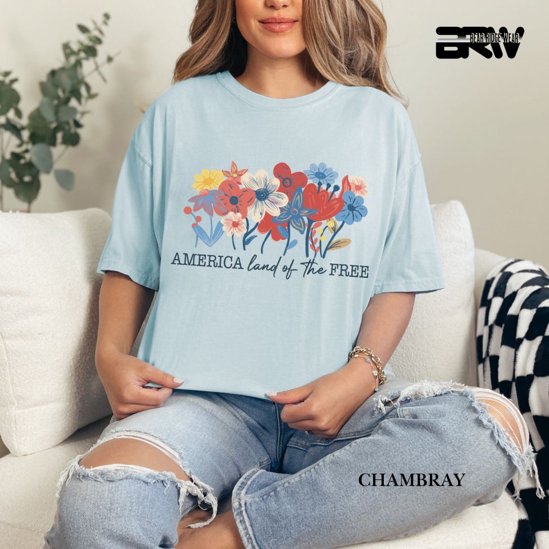 America Flowers- Patriotic Tee