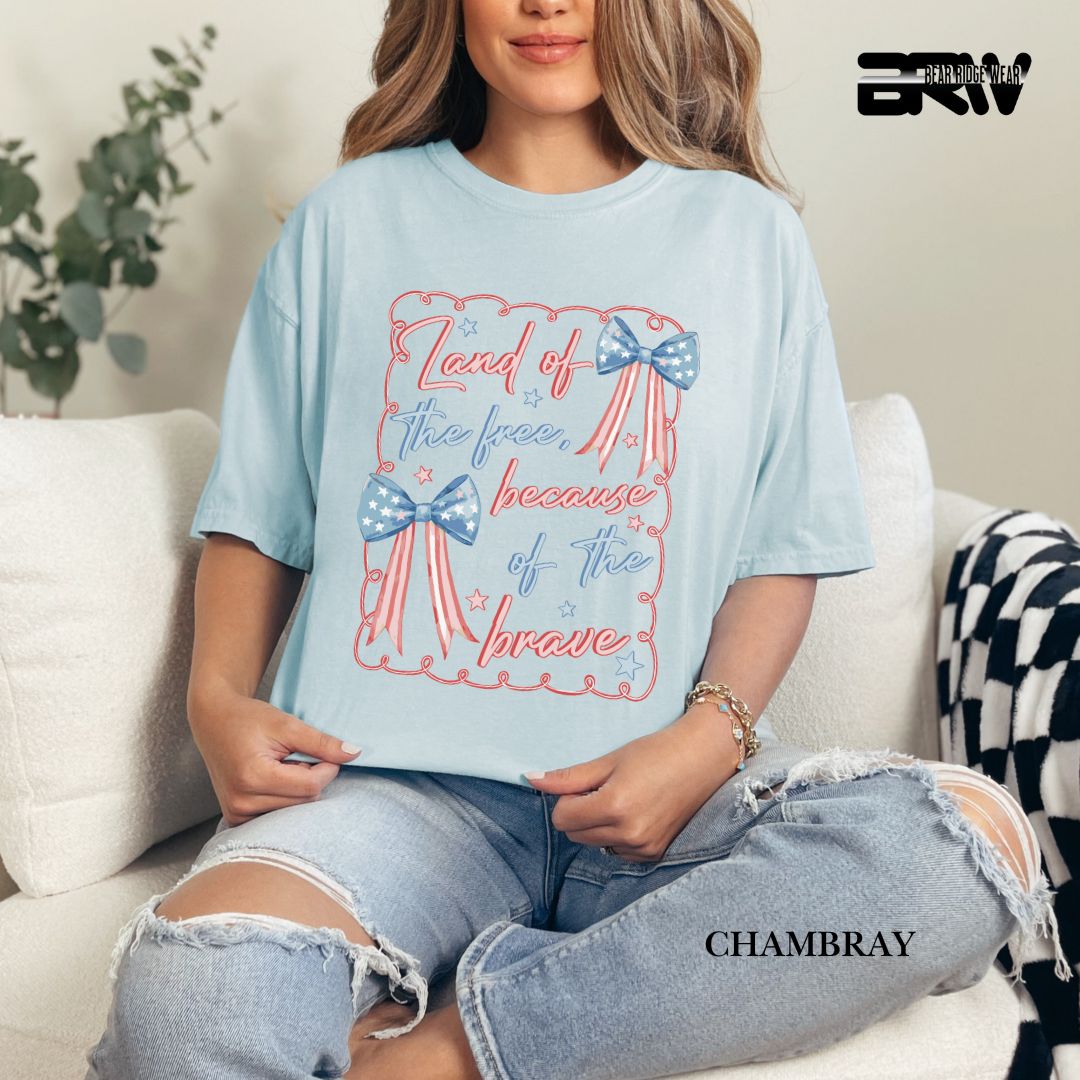 Land Of The Free-Bows- Patriotic Tee