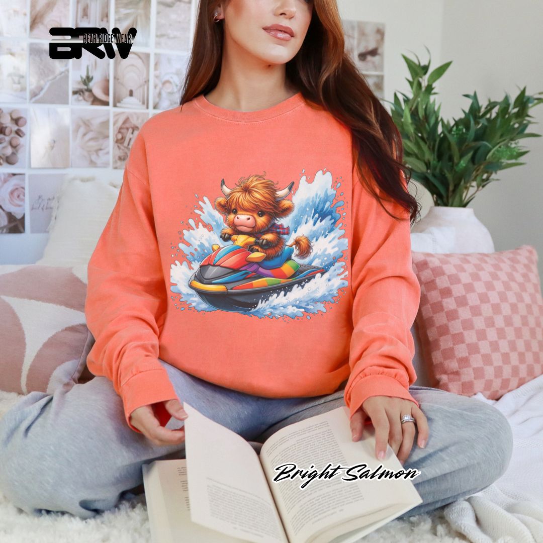 'Highland Cow- Ski Mobile' Summer Long Sleeve Tee