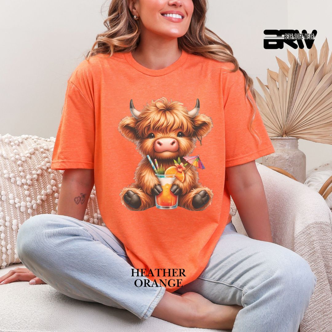 'Highland Cow-Tropical Drink' 2 Summer Tee