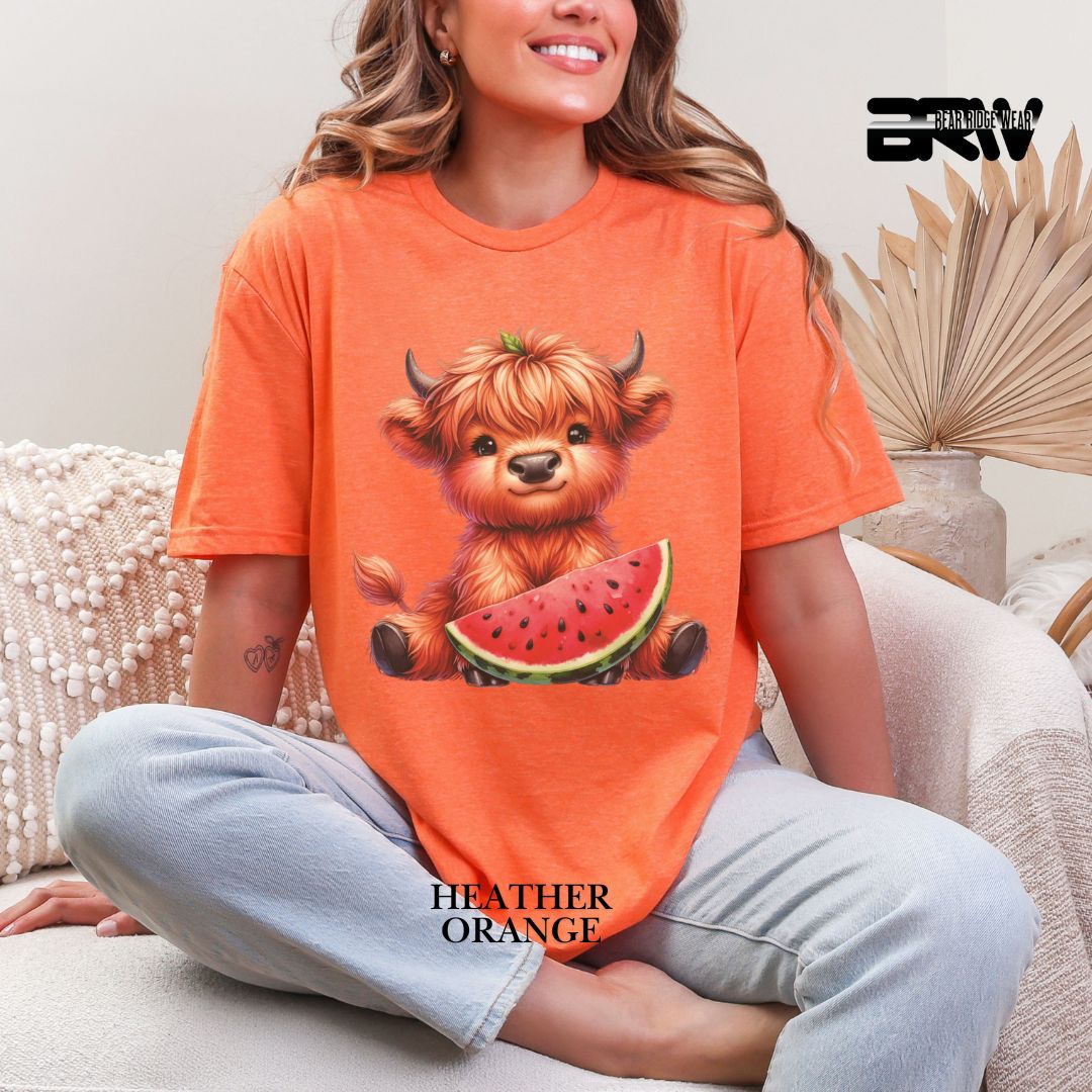 'Highland Cow-Watermelon' 2 Summer Tee