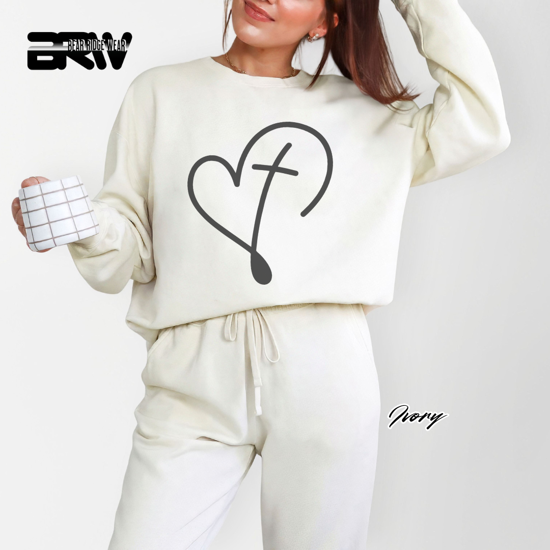 'Cross Inside the Heart' Crewneck Sweatshirt
