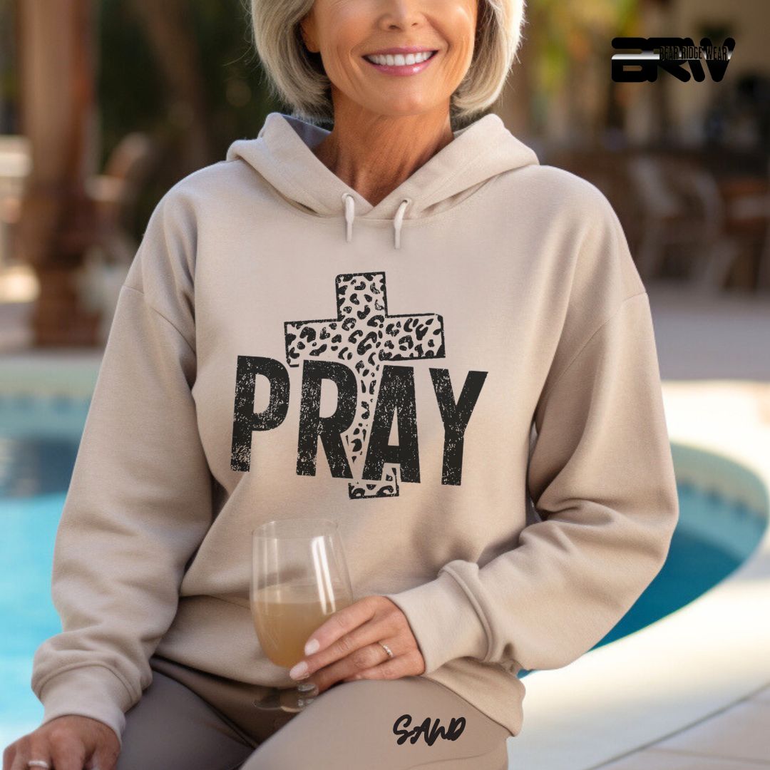 'Pray With Leopard Cross'  Faith Hoodie