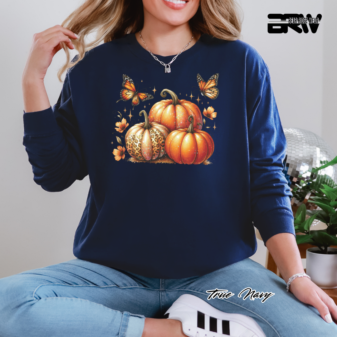 'Pumpkins And Butterflies' Fall Long-Sleeve Tee