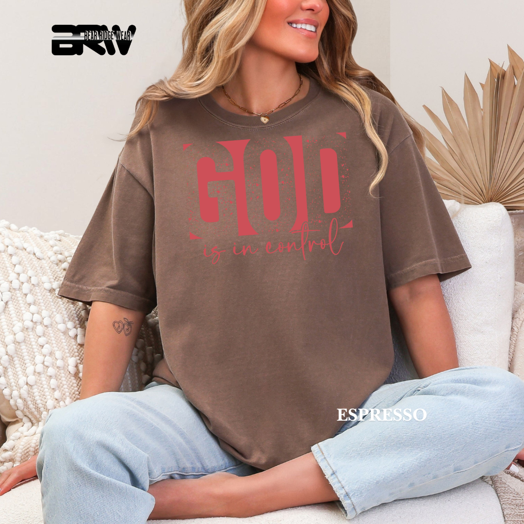 'God Is In Control-Pink' Faith Tee