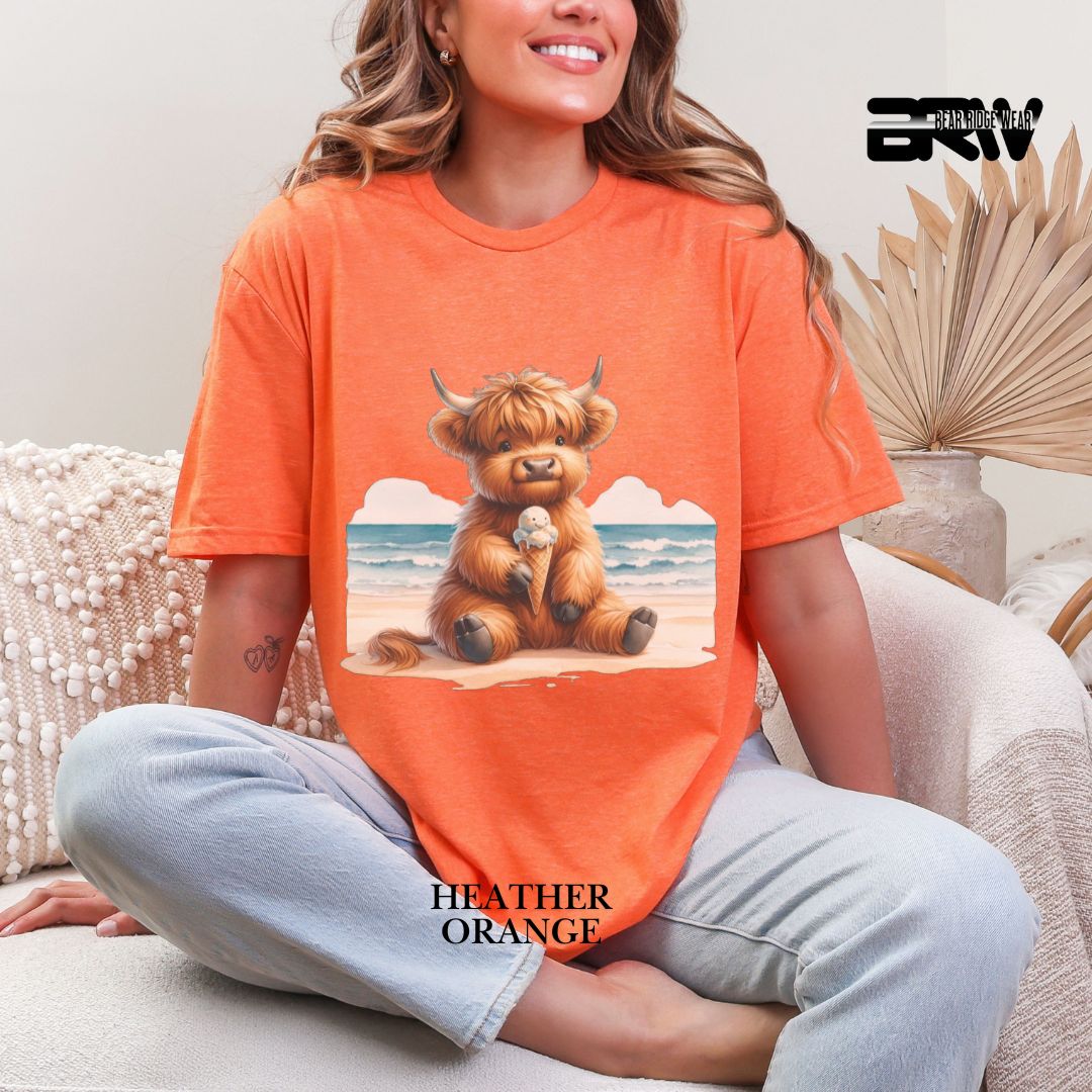 'Highland Cow-Ice Cream' 2 Summer Tee