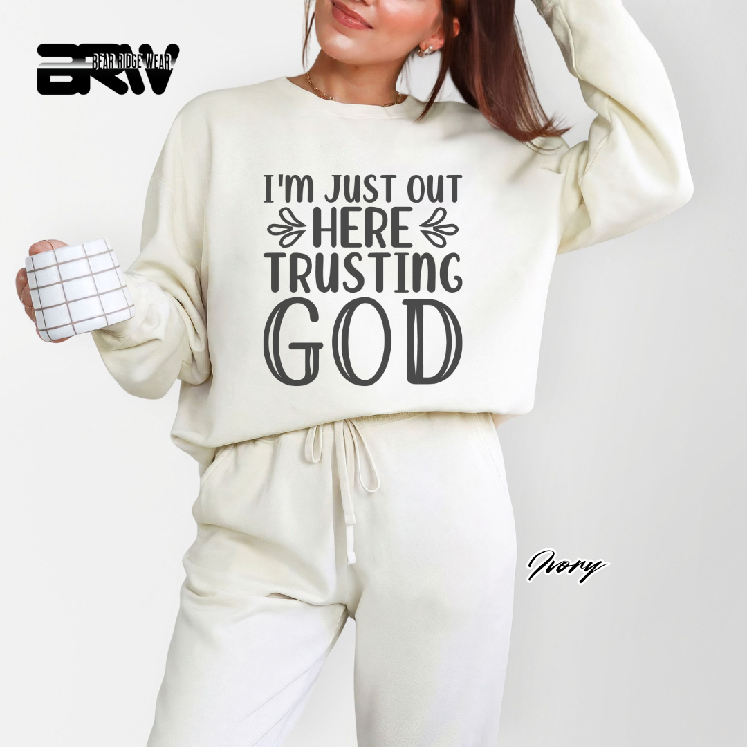 'I'm Just Out Here, Trusting God' Faith Long-Sleeve Tee