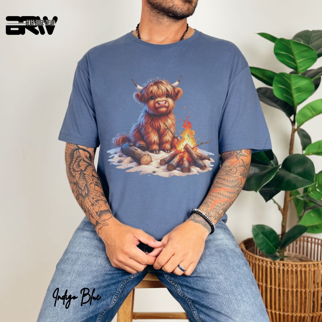 'Highland Cow-Bonfire' Summer T- Shirt