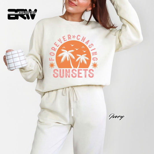'Forever Chasing Sunsets' Summer Crewneck Sweatshirt