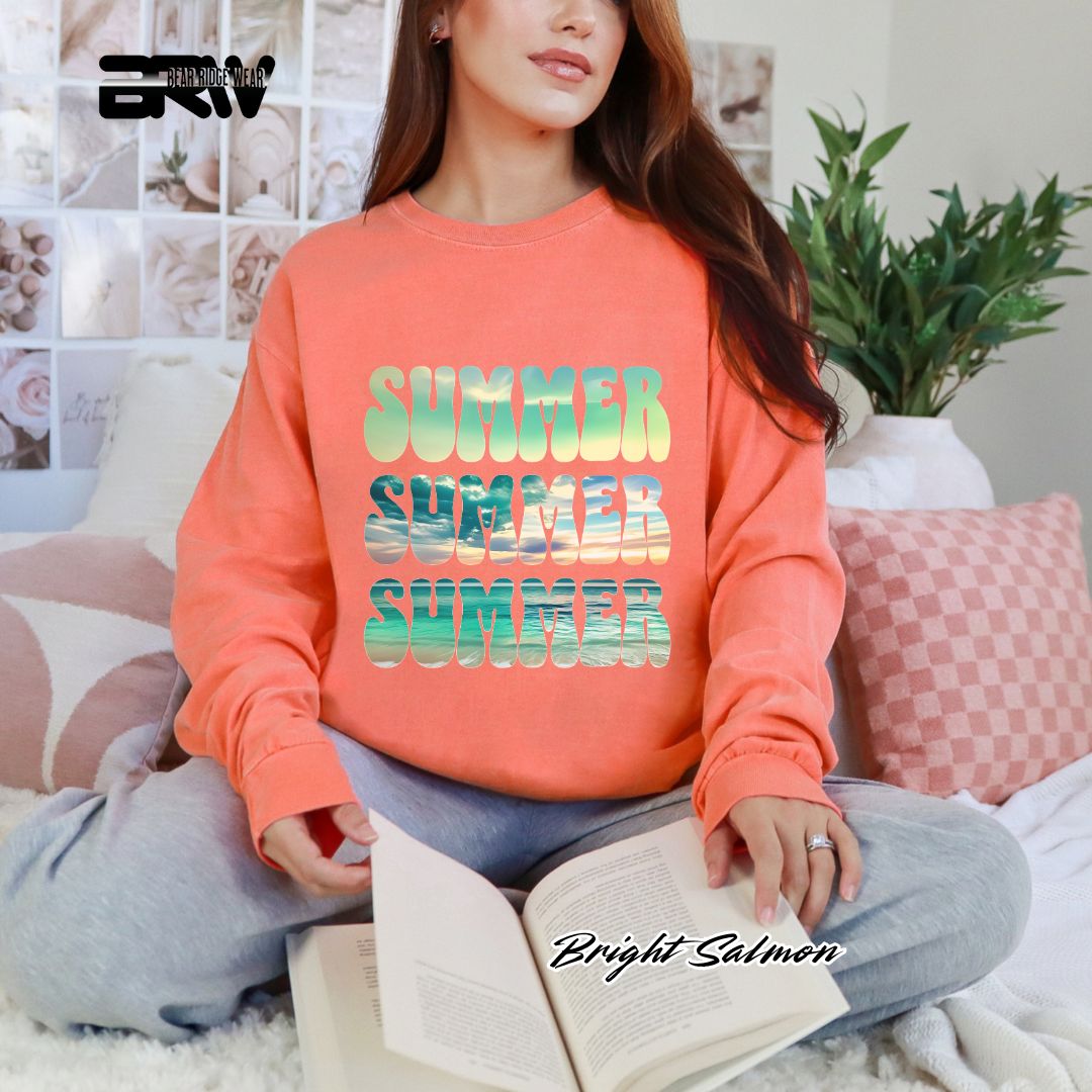 'Vibrant Summer Bubble Letter' Summer Long Sleeve Tee