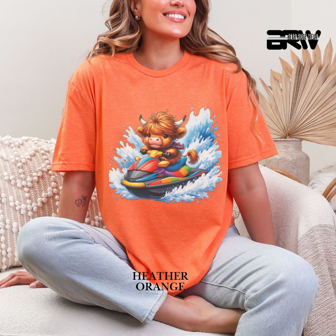 'HHighland Cow-Ski Mobile' 2 Summer Tee