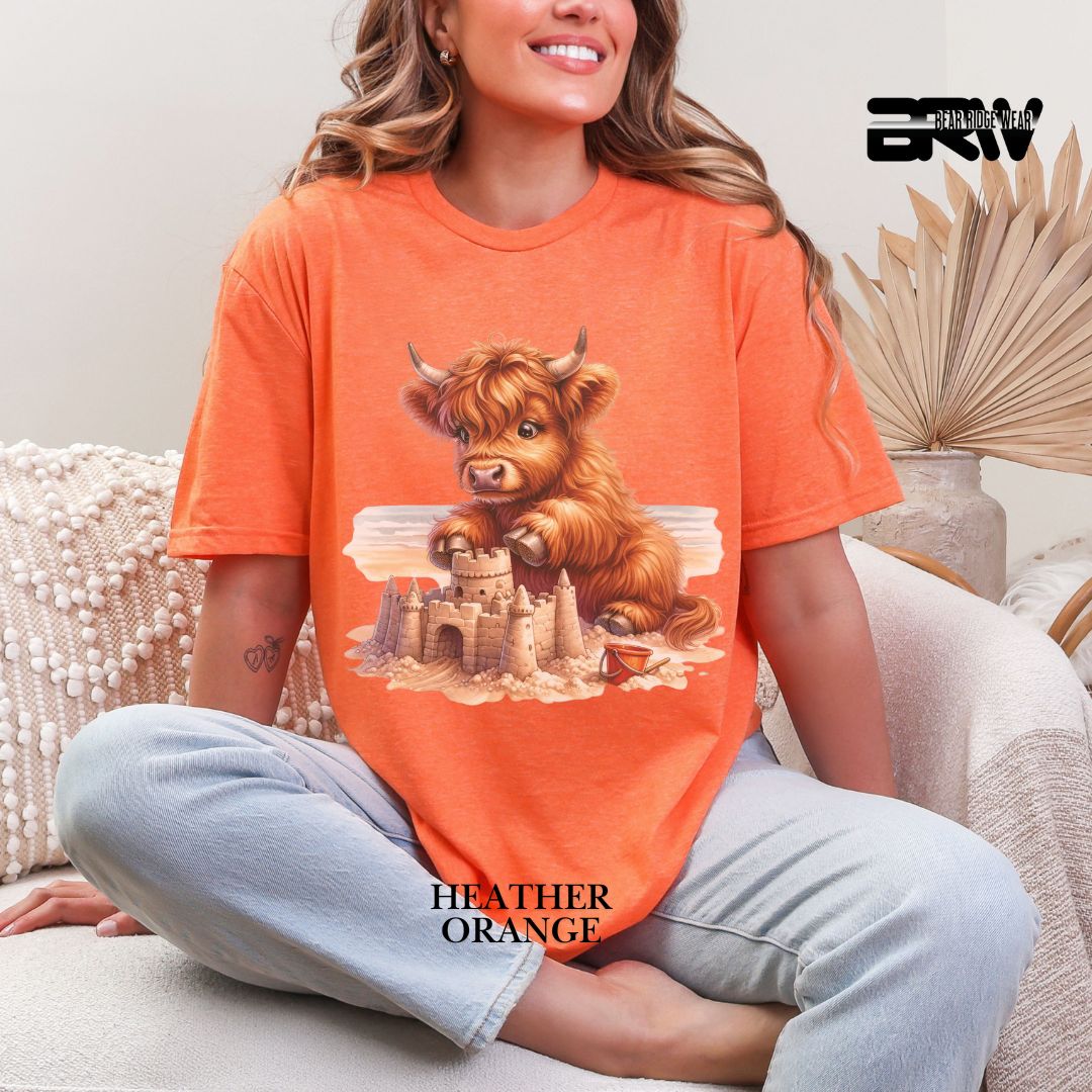 'Highland Cow-Sandcastle' 2 Summer Tee