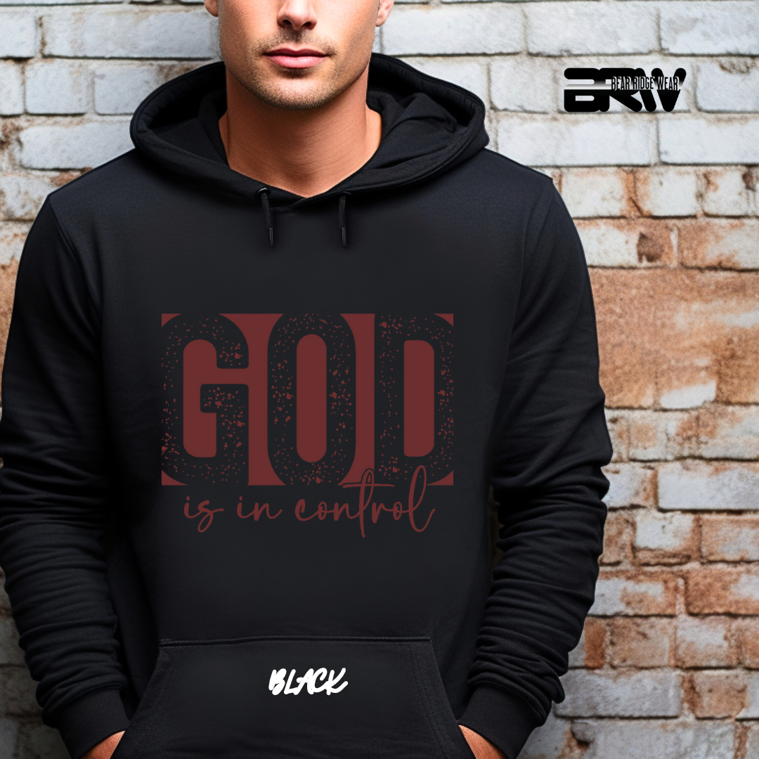 'God Is In Control' Red Stroke  Faith Hoodie