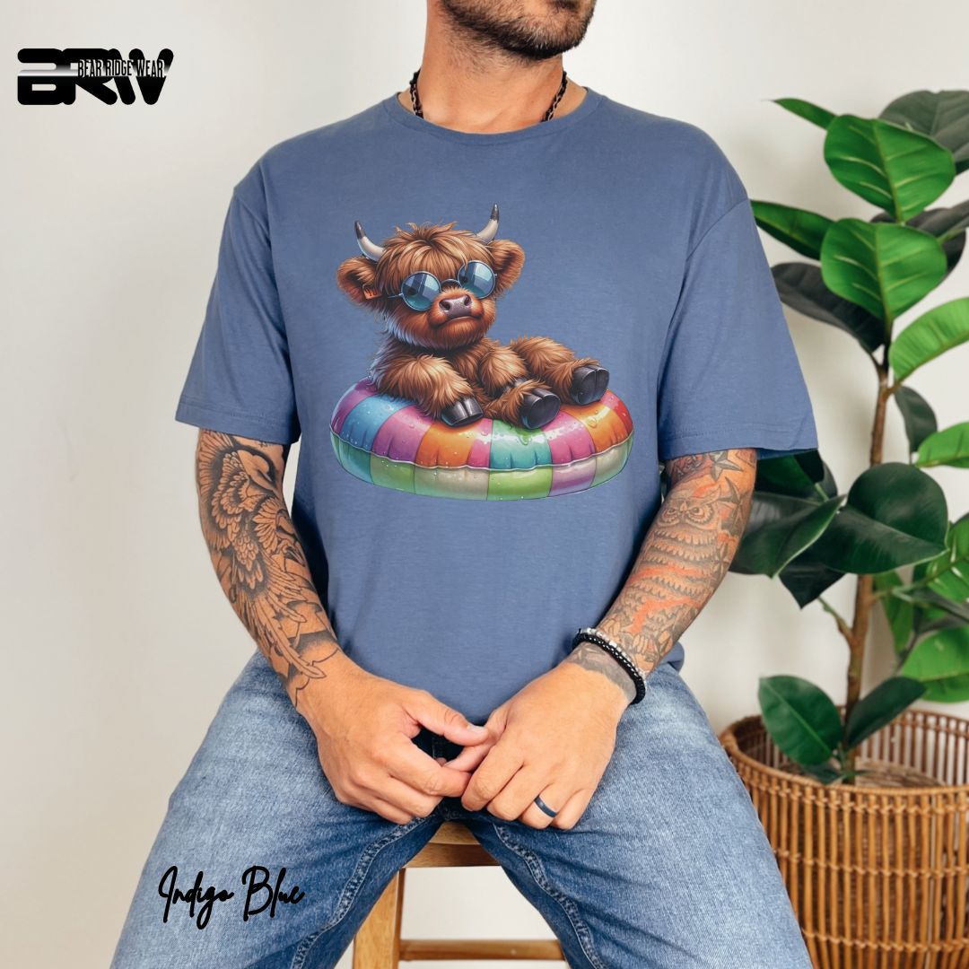 'Highland Cow-Float' Summer T- Shirt